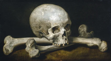 Memento mori med en dödskalle och korslagda ben, 1650-63